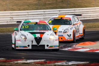 Lee Holdsworth leads an Alfa Romeo 1-2-3 on his debut